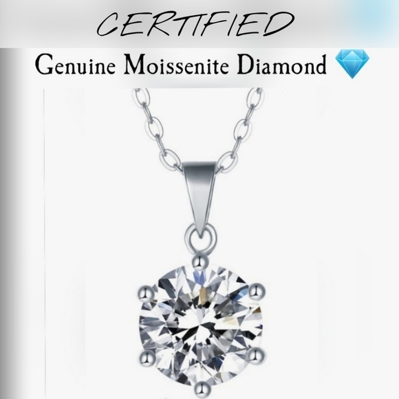 Sale CERTIFIED 2ct 100% Genuine MOISSANITE 18kGP 925 NECKLACE VVSI - Picture 2 of 11